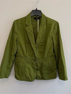 Talbots Olive Green Safari Utility Women's Blazer Jacket Size 10